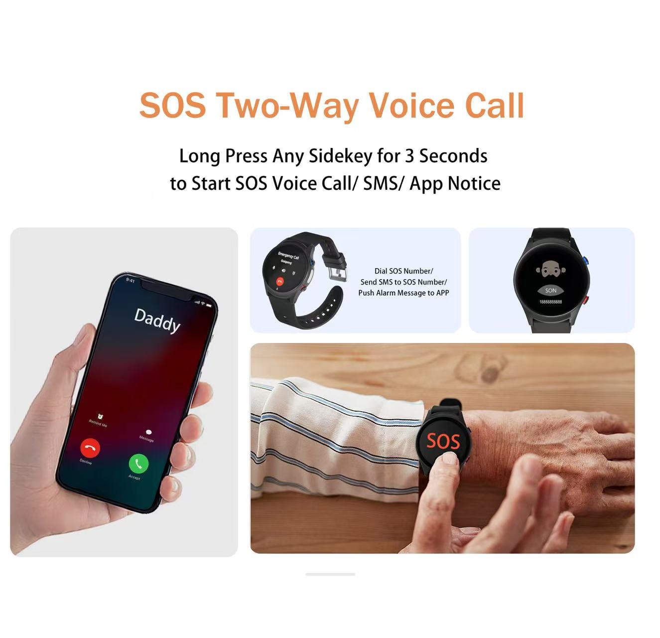 4G Elderly care smart watch Fa - Fall Detection Watch recensione e prezzo